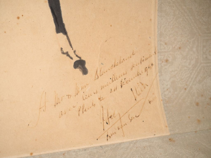 Chine, XXe siècle  Lot comprenant une peinture à l’encre et polychromi