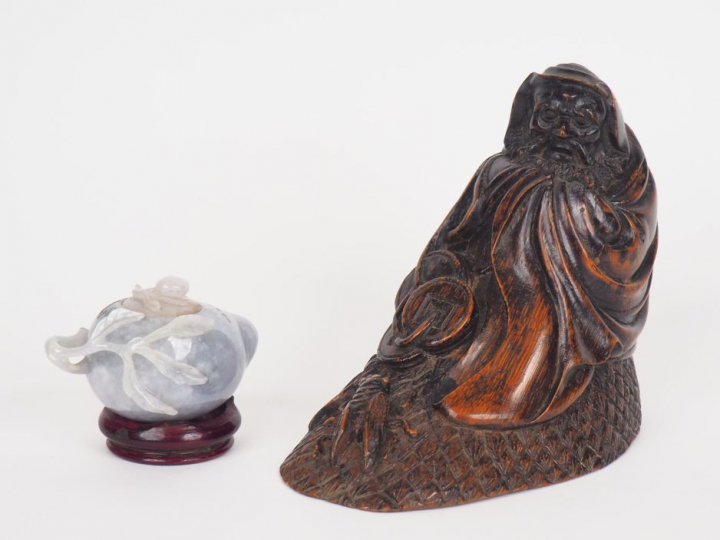 Chine, début XXe siècle, Lot comprenant un godet de peintre couvert en