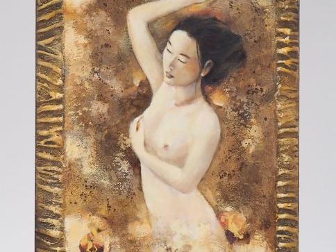 G. CHARRETON. "La belle endormie". Technique mixte signée au dos. Dim.