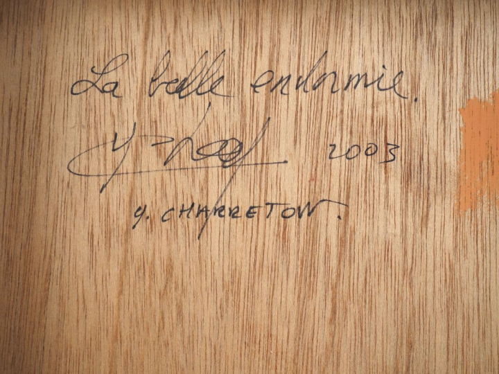 G. CHARRETON. "La belle endormie". Technique mixte signée au dos. Dim.