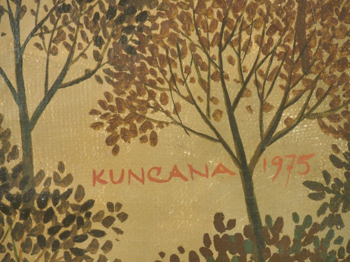 KUNCANA. "Retour de la cueillette à travers les champs"  Huile sur toi