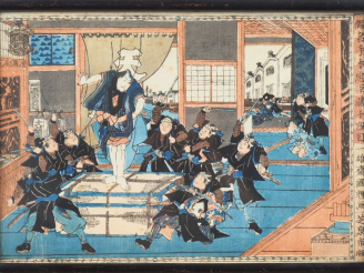 Vente aux enchères Japon XIXe siècle, Utagawa Kinuteru (1808-1876) Estampe yoko-e de la s