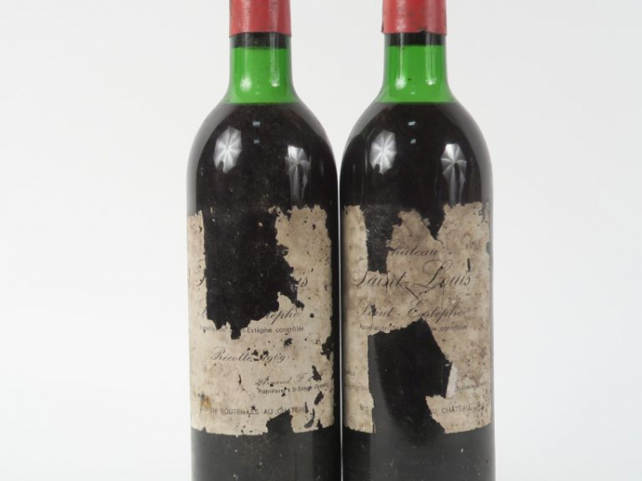 2 BOUTEILLES CHÂTEAU SAINT LOUIS ST ESTEPHE - 1969 - LB/ETA/1 PRÉSUMÉE