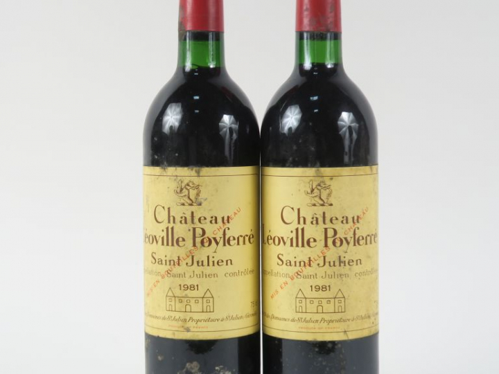 2 BOUTEILLES CHÂTEAU LEOVILLE POYFERRE GCC ST JULIEN - 1981 - BG/BS