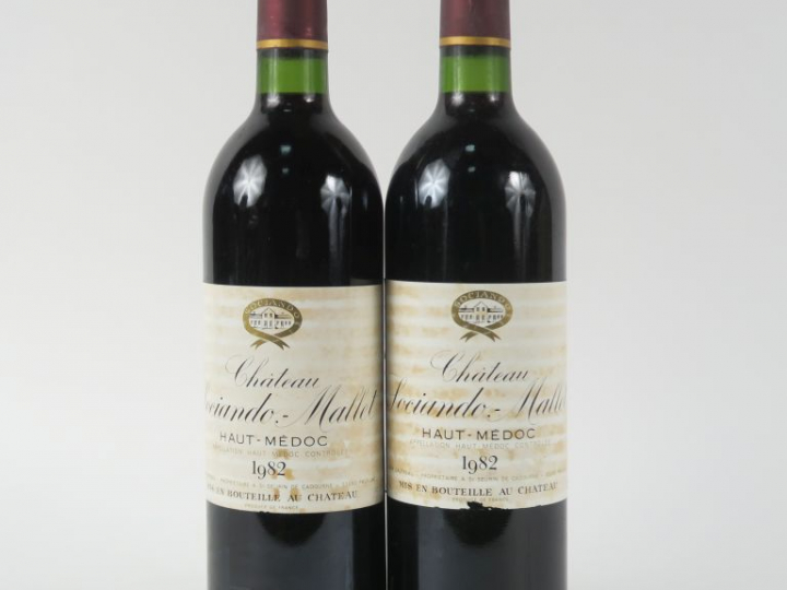 2 BOUTEILLES CHÂTEAU SOCIANDO MALLET HAUT MEDOC - 1982 - BG/ETLA