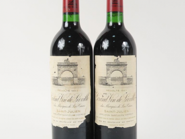 2 BOUTEILLES CHÂTEAU LEOVILLE LAS CASES GCC ST JULIEN - 1983 - BG/1 EL
