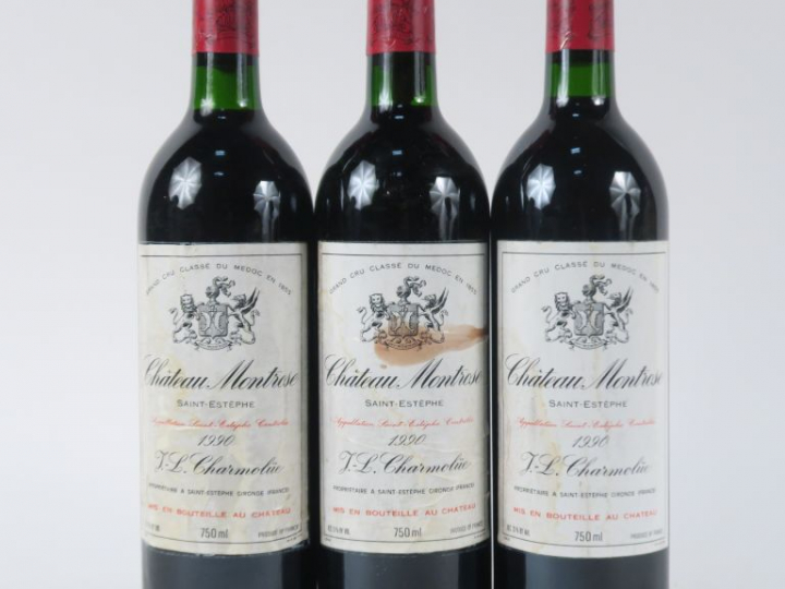 3 BOUTEILLES CHÂTEAU MONTROSE GCC ST ESTEPHE - 1990 - 1 ET/2 EA/1 ELA