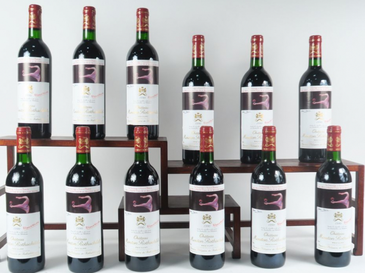 12 BOUTEILLES CHÂTEAU MOUTON ROTSCHILD 1er GCC PAUILLAC - 1990 - CBO -