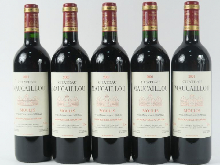 5 BOUTEILLES CHÂTEAU MAUCAILLOU MOULIS - 2001