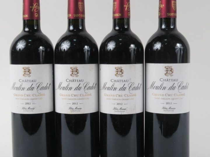 4 BOUTEILLES CHÂTEAU MOULIN DU CADET GCC ST EMILION - 2012