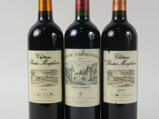 Vente aux enchères 3 BOUTEILLES GRAVES : 1 CHÂTEAU CARBONNIEUX 2004 - 2 CHATEAU PONTAC MO
