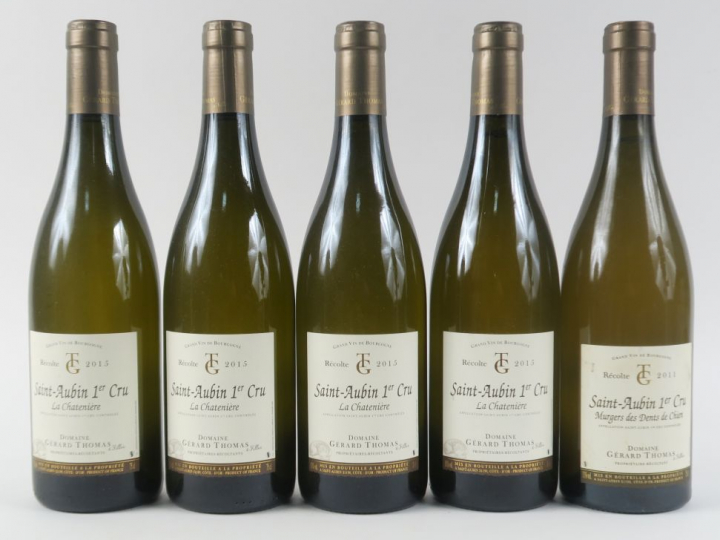5 BOUTEILLES SAINT AUBIN 1er CRU 'MURGERS DES DENTS DE CHIEN' DOMAINE 