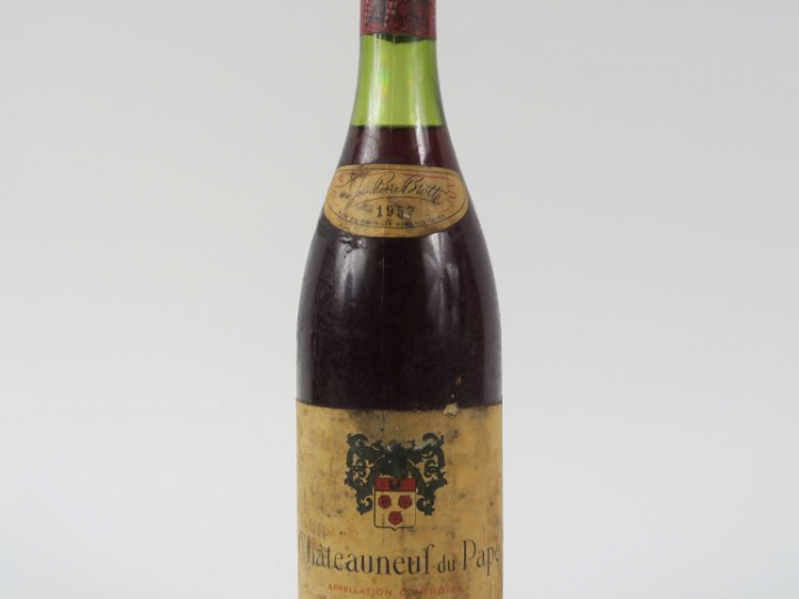 1 BOUTEILLE CHÂTEAUNEUF DU PAPE J.P. BROTTE - 1957 - 3,5 CM/ELA