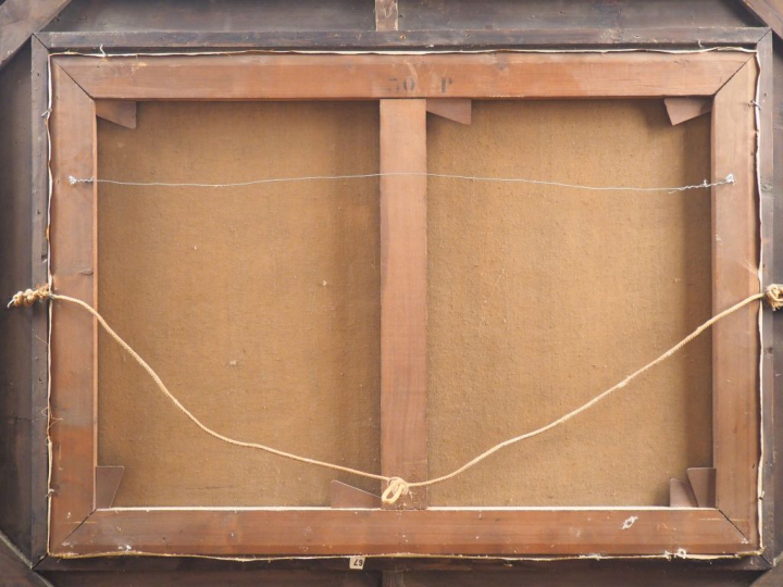 Luigi BALDERO. "La partie de cartes". Huile sur toile, signée en bas à