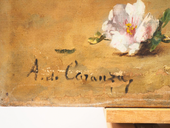 Amédée DE CARANZA. "Bouquet de fleurs". Huile sur toile, signée en bas
