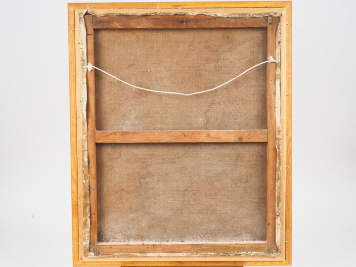 CORIA. "Enfant à la grappe de raisin". Huile sur toile, signée en bas 