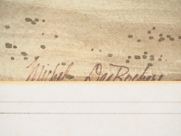 Michel DESROCHERS. "l'Hérault au pont du diable". Aquarelle, signée en