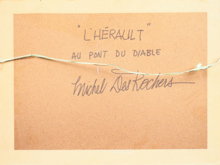 Michel DESROCHERS. "l'Hérault au pont du diable". Aquarelle, signée en