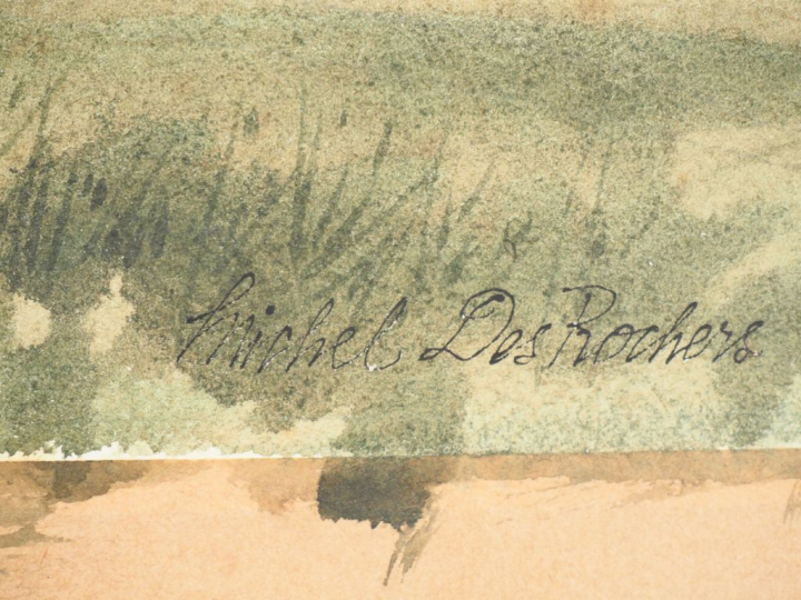 Michel DESROCHERS. "La caumette à Faugères". Aquarelle, signée en bas 