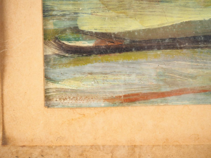 CARRERE. "Entrée de propriété". Gouache, signée en bas à gauche. Dim. 