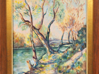 Vente aux enchères CHARPENTIER. "Paysage d'automne". Huile sur toile, signée en bas à dro