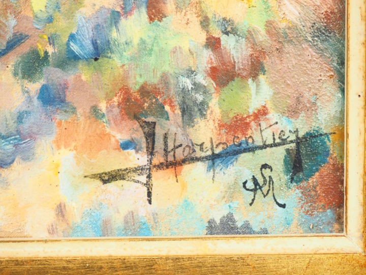 CHARPENTIER. "Paysage d'automne". Huile sur toile, signée en bas à dro