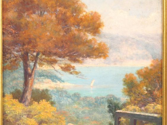 Albert CEZARD. "Bord de mer". Huile sur isorel, signée en haut à droit