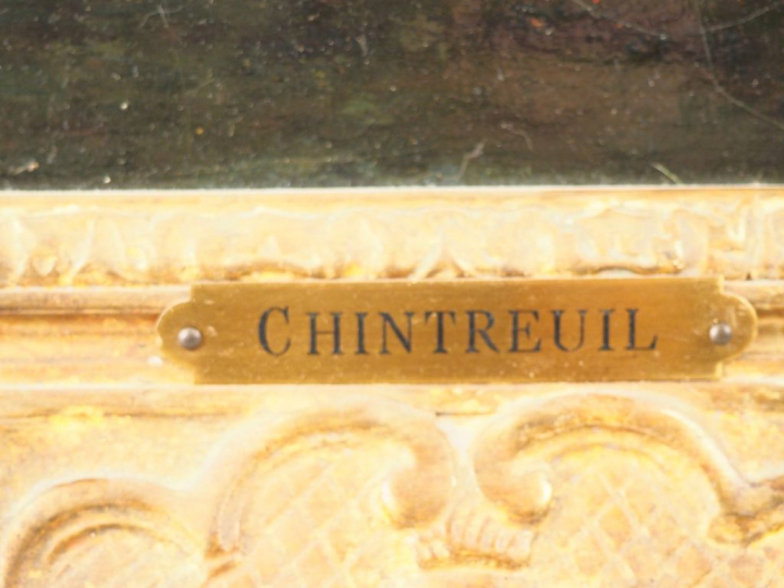 Antoine CHINTREUIL. (Attribué à). "Enfants au bord de la rivière".  Hu