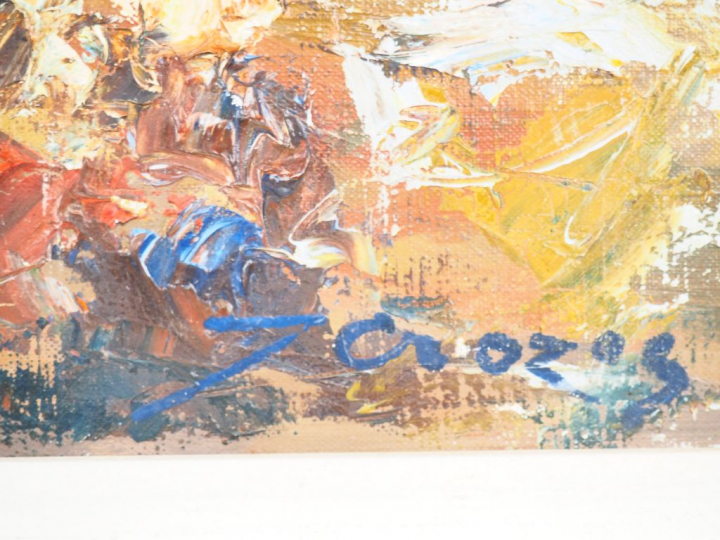 Joseph CROZES. "L'Oise en aval de Pontoise". Huile sur toile, signée e