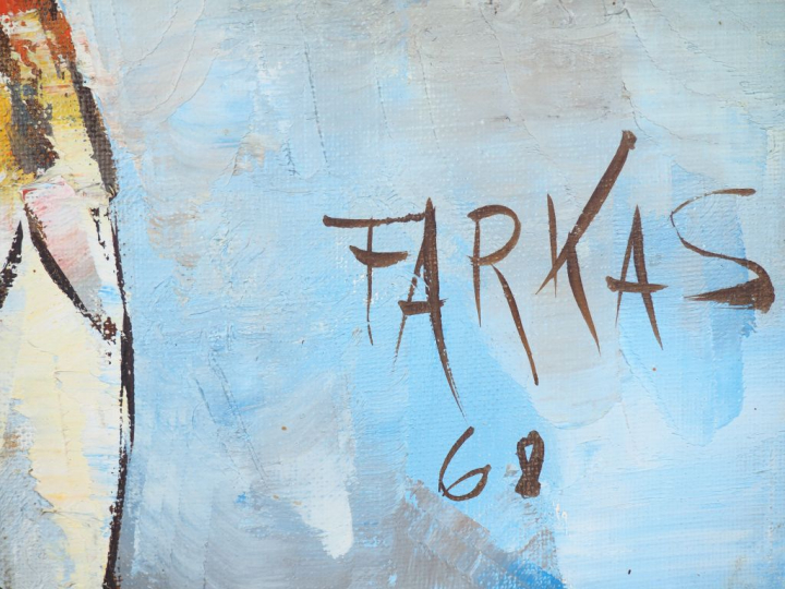Gyorgy FARKAS. "Harlequin". Huile sur toile, signée en bas à droite et