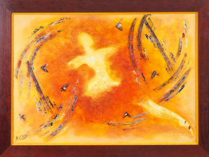 M. GAZEL. "Ballerine". Huile toile, signée en bas à gauche. Dim. 65 x 