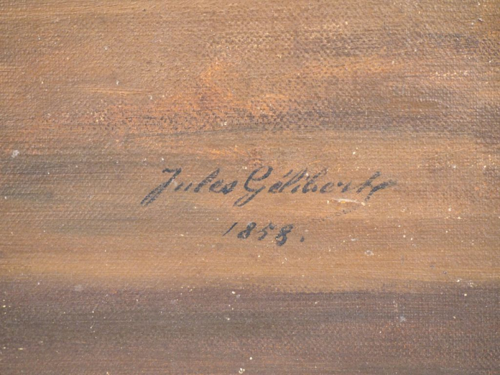 Jules GELIBERT. "trophée de chasse" Huile sur toile, signée en bas à d