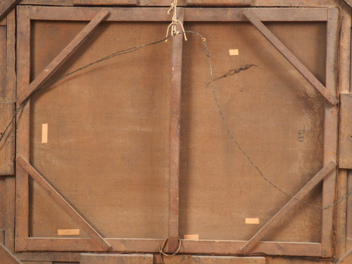Emile GODCHAUX (attribué à) "Barques de pêcheurs dans un paysage de mo