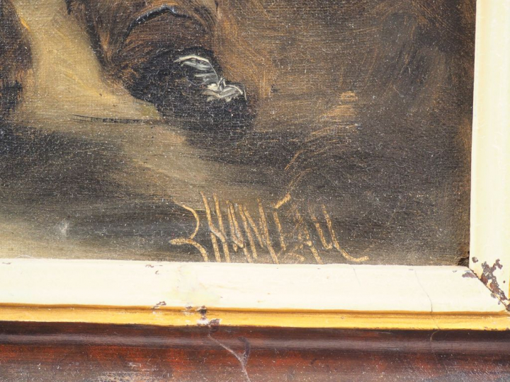 L. HAMEAU. "Les poulbots". Paire d'huiles sur toile, signées en bas à 