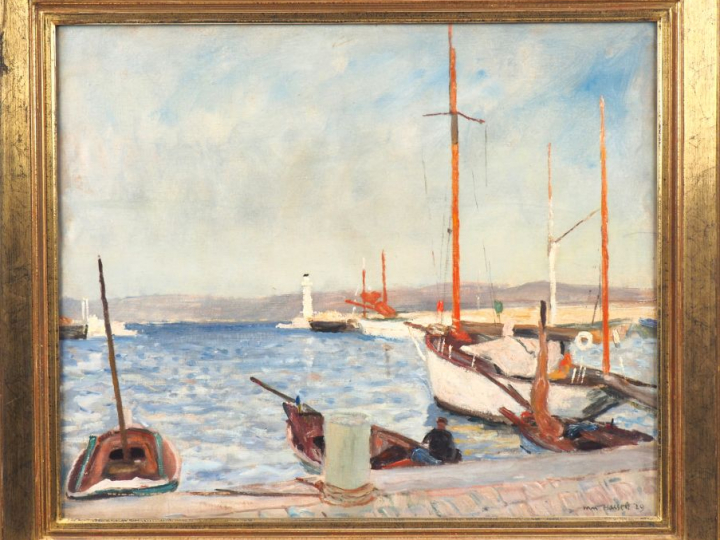 Willem VAN HASSELT. "St-Tropez, le phare". Huile sur toile, signée en 