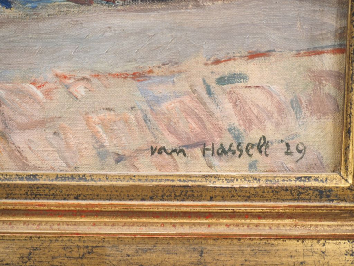 Willem VAN HASSELT. "St-Tropez, le phare". Huile sur toile, signée en 