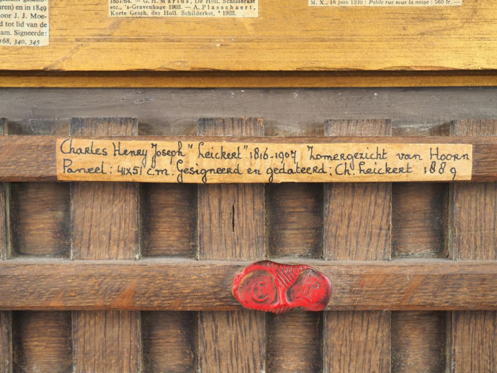 Charles LEICKERT. "Paysage en Hollande". Huile sur panneau, signée et 