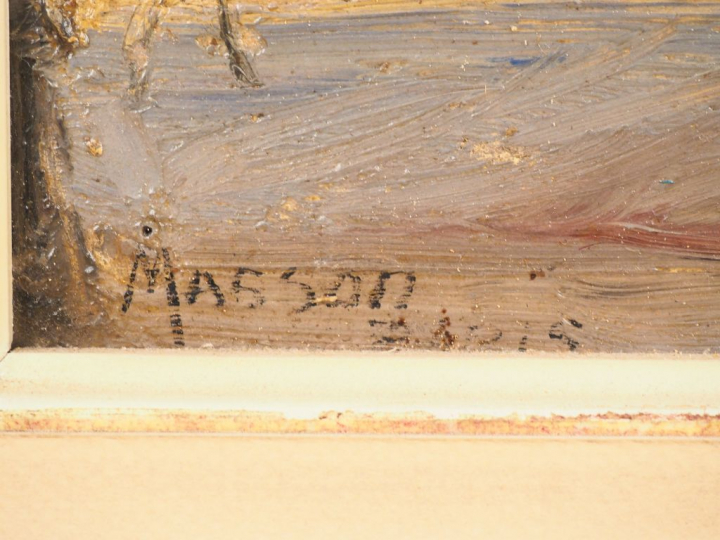 MASSON. "Paris, place Vendôme". Huile sur panneau, signée en bas à gau