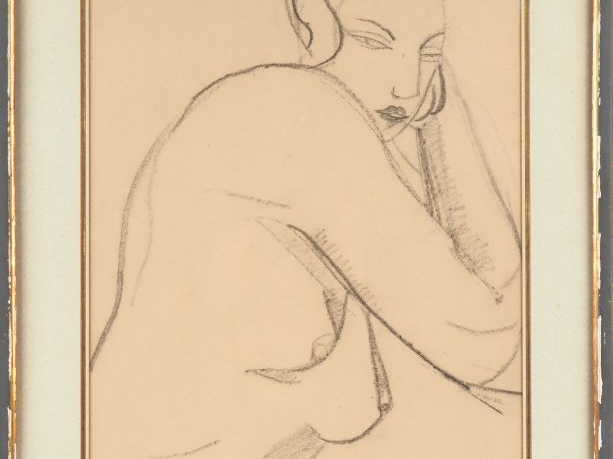 Luc Albert MOREAU. "Etude de nue". Dessin, signé en bas à droite et da