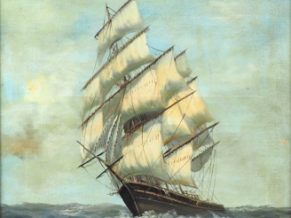 Vente aux enchères Franck Harmon MYERS. "marine". Huile sur toile, signée en bas à droite