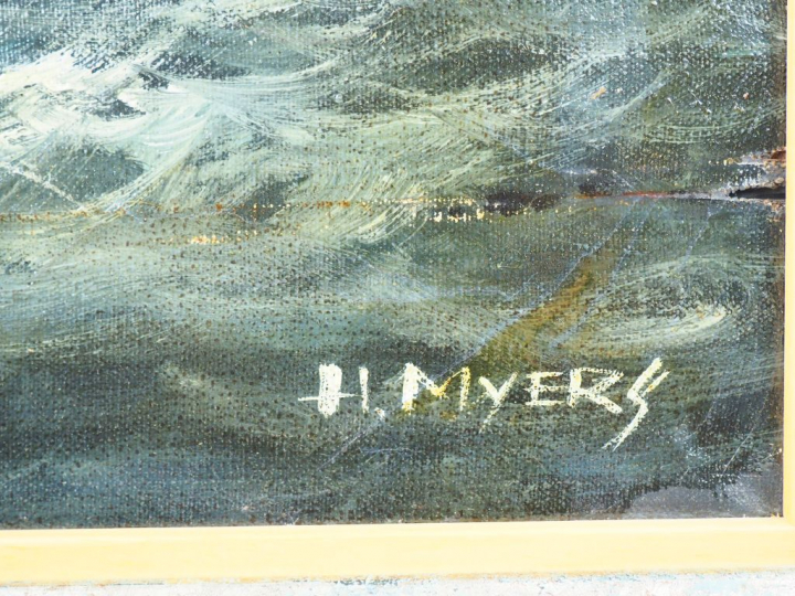 Franck Harmon MYERS. "marine". Huile sur toile, signée en bas à droite