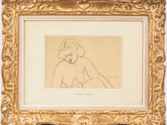 Vente aux enchères Emile OTHON FRIESZ. "Jeune femme nue" Dessin au crayon gras, signé en 