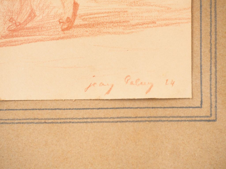 Jean PALUN. "Fioriture aux banderilles. Sanguine, signée et datée en b