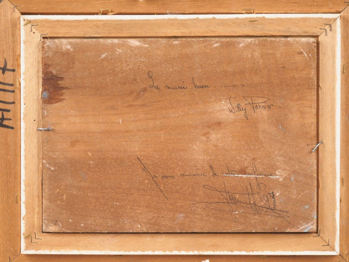 Willy PANIER. "La marée basse". Huile sur panneau, signée en bas à gau
