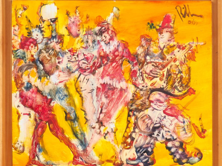 Jean Paul PARVILLERS.   "échange de verres, de vers et de notes". Huil