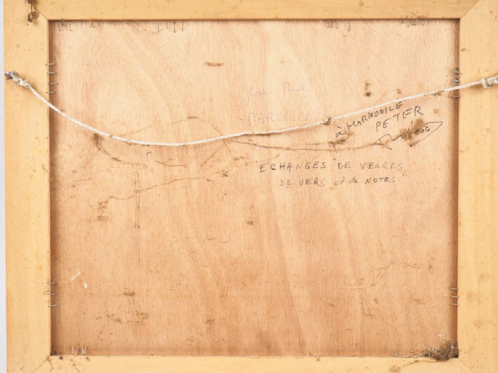 Jean Paul PARVILLERS.   "échange de verres, de vers et de notes". Huil