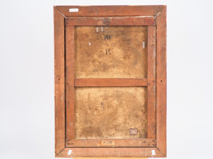 Emile Auguste PINCHART. "Jeune orientale à la cigarette". Huile sur to