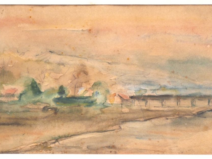 PORTET. "Paysage". Aquarelle, signée en bas à gauche et datée 40. Dim.