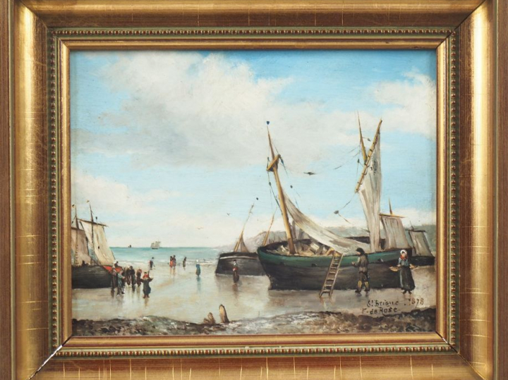 F. de ROSE. "Saint Brieuc". Huile sur carton, signée en bas à droite e