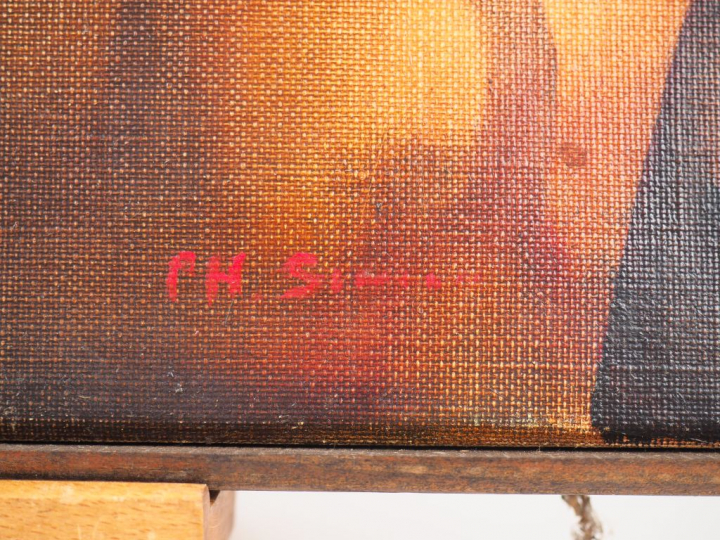 Philippe SIMON. "composition" Huile sur toile, signée en bas à droite 